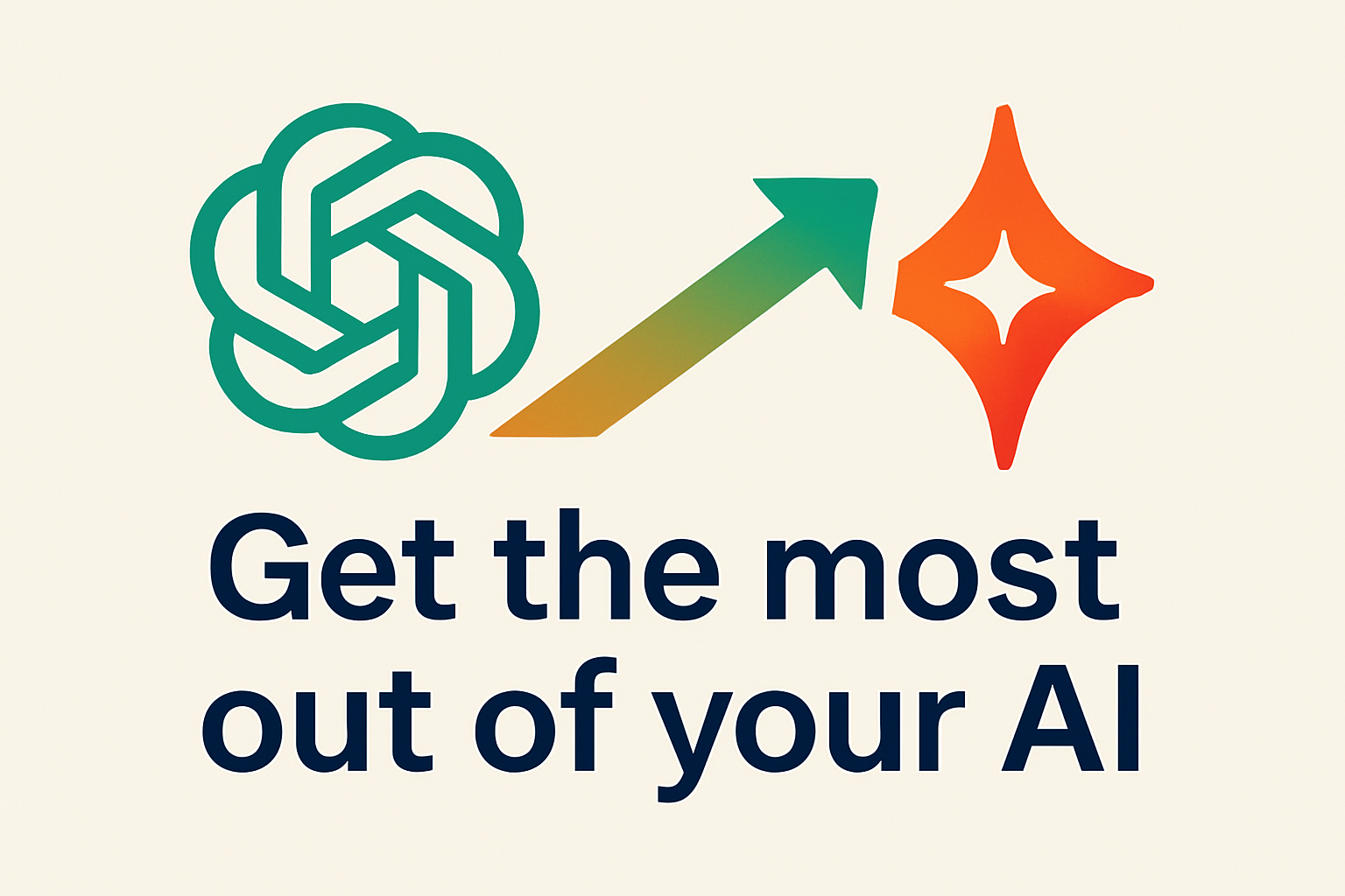 ChatGPT Icont with Arrow pointing to Copilot symbol with the words Get the most out of your AI